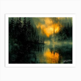 Simmering Sunset - Sunrise Over Lake Art Print