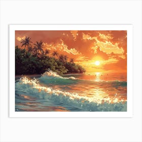 Sunset At The Beach 5 Art Print