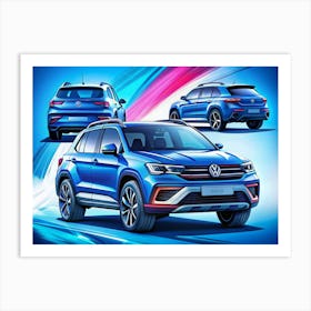 Blue Volkswagen Suv 1 Art Print