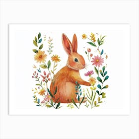 Little Floral Rabbit 1 Art Print