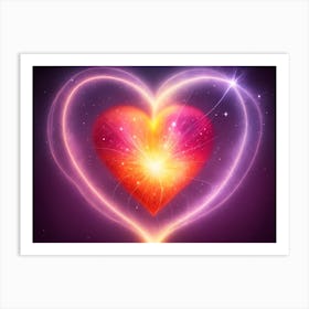 A Colorful Glowing Heart On A Dark Background Horizontal Composition 81 Art Print
