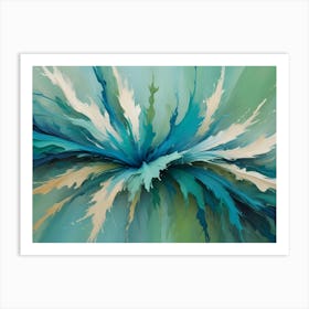 Abstract Image Of A Blue And Green Explosion Of Paint Splatters, Creating A Dynamic And Vibrant Composition Art Print