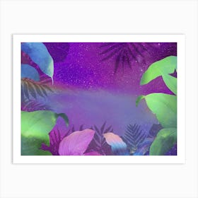 Tropical Space Neon Synthwave Jungle #7 Art Print