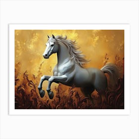 Fantasy Illustration Of A Wild Unicorn Horse Art Print