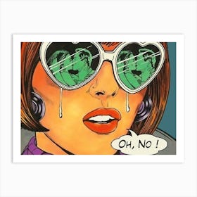 Pop Art Girl with Sunglasses Discovered Her Boyfriend's Romance Affair Art Print