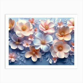 Assorted 3d Flowers in an Abstract Design Creating a Beautiful Art Print