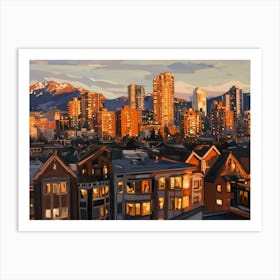 Snowy Mountain City Art Print