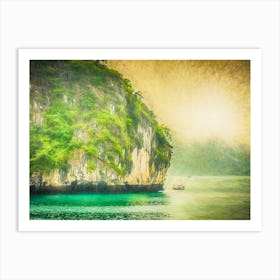 Lone Boat At Halong Bay Art Print