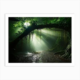 A Winding Path Carved Through An Ancient Forest Lush Greens Enveloping The Trail A Solitary Tree W (1) Art Print