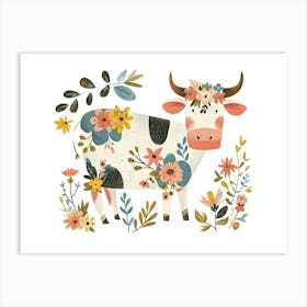 Little Floral Cow 1 Art Print