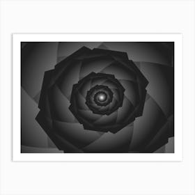 Monochrome Tech Spiral Pattern Art Print