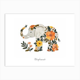 Little Floral Elephant Poster Art Print