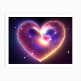 A Colorful Glowing Heart On A Dark Background Horizontal Composition 4 Art Print