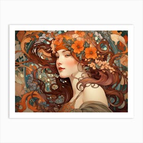 Girl Art Nouveau Art Print