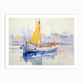 Boat In The Harbor Art Print