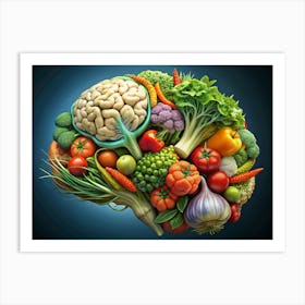 Human Brain Filled With Colorful Vegetables Art Print