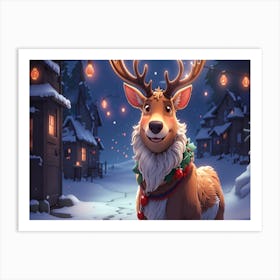 Reindeer In The Snow 2 Art Print