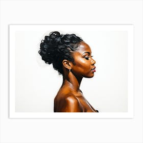 Side Profile Of Beautiful Woman Oil Painting 147 Art Print