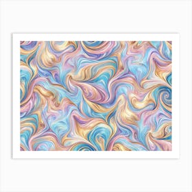 Abstract Seamless Pattern With Swirling, Multicolored Lines Art Print