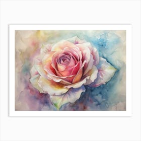 Pink Rose Watercolor Painting Art Print