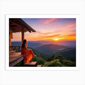 Sunset In The Mountains 17 Art Print