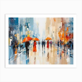 People Walking In The Rain Art Print