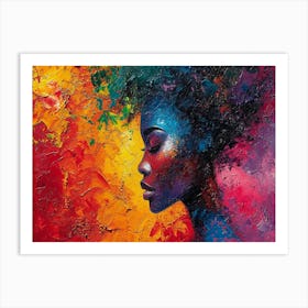 Colorful Chronicles: Abstract Narratives of History and Resilience. Portrait Of African Woman 1 Art Print