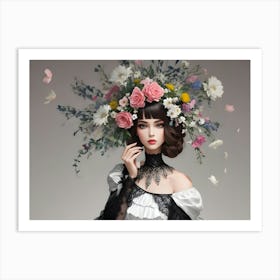 Fashion Woman With Flowers 35 Art Print