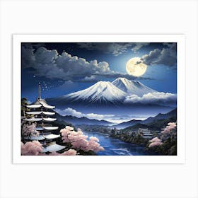 Moonlight Over Mount Fuji 1 Art Print