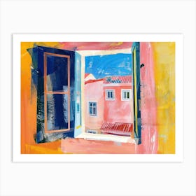 Lisbon From The Window View Painting 3 Art Print
