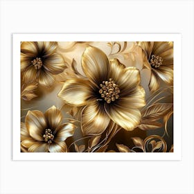 Gold Flowers 32 Art Print