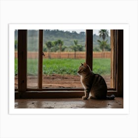 Cat In A Window 2 Art Print