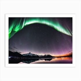 Aurora Borealis Over Fjord Art Print