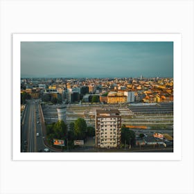 Europe City Poster. Milan, Italy. Aerial Photography Art Print