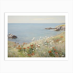 Ocean View Flowers Painting Art Print