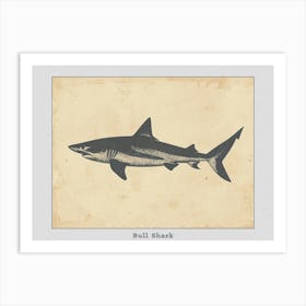 Bull Shark Grey Silhouette 2 Poster Art Print