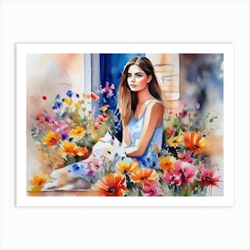 Girl Among Flowers 16 Art Print