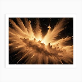 A Powerful Explosion Of Golden Light And Dust Against A Dark, Starry Background, Resembling A Supernova Art Print