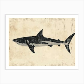 Great White Shark  Grey Silhouette 1 Art Print