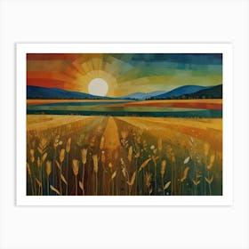 Sunset In The Wheat Field Art Print