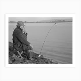 Fisherman On Banks Of Columbia River, Cowlitz County, Washington By Russell Lee 2 Art Print
