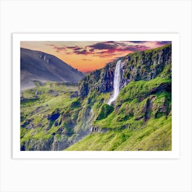 Wanderlust Waterfall In Iceland Art Print