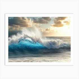 3d Ocean Waves Crashing On Shore Art Print