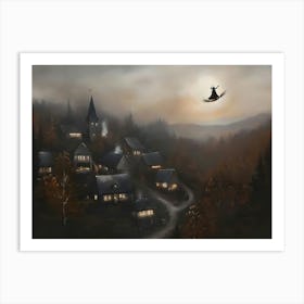 Witch On A Broom Art Print