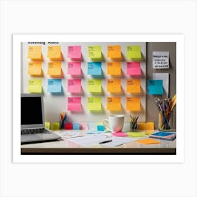 Calendar Brimming With Multicolored Post It Notes Varying Sizes Each Inscribed With Urgent Reminde (5) Art Print