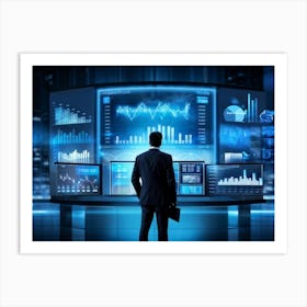 Corporate Finance Executive Analyzing Market Trends Graph Details And Business Strategies Digital 2 Art Print