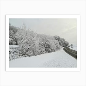 Snowy Road In Winter Art Print