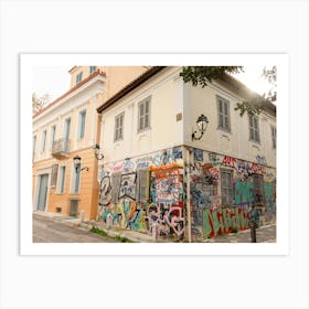 Graffiti Covered Buildings In Athens Art Print