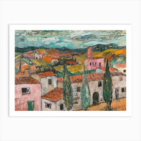 Village Whispers Painting Inspired By Paul Cezanne Art Print