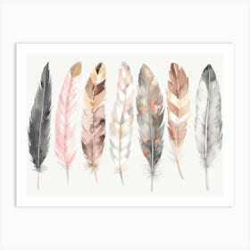 Watercolor Feathers 1 Art Print